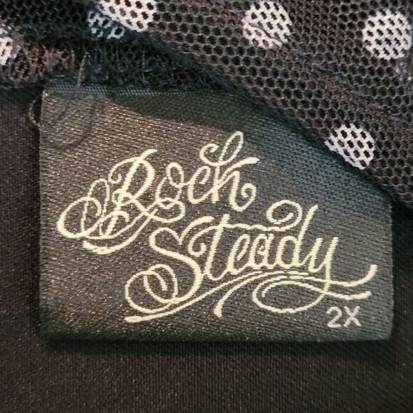 Rock Steady Black Polka Dot Mesh Sleeveless Wiggle Dress 2X (2820) - Picture 6 of 7